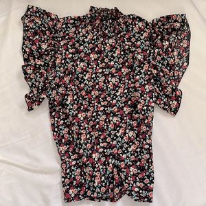 SHEIN mock neck, ruffle sleeves blouse